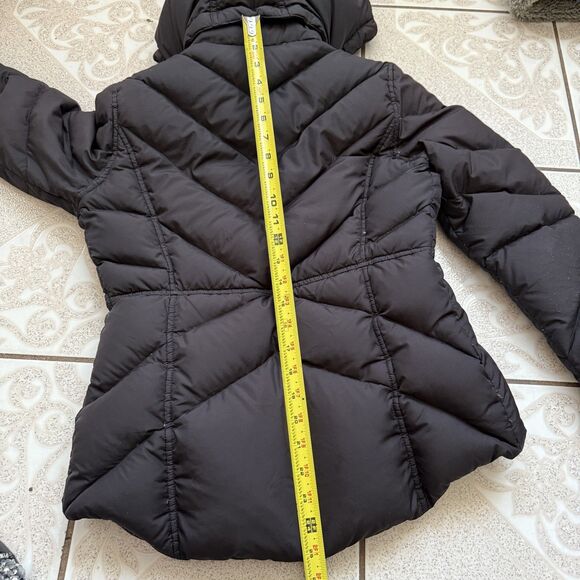 J Crew Down Feather Hooded Full Zip Button Puffer Jacket Size S Removable Hood - Picture 9 of 12